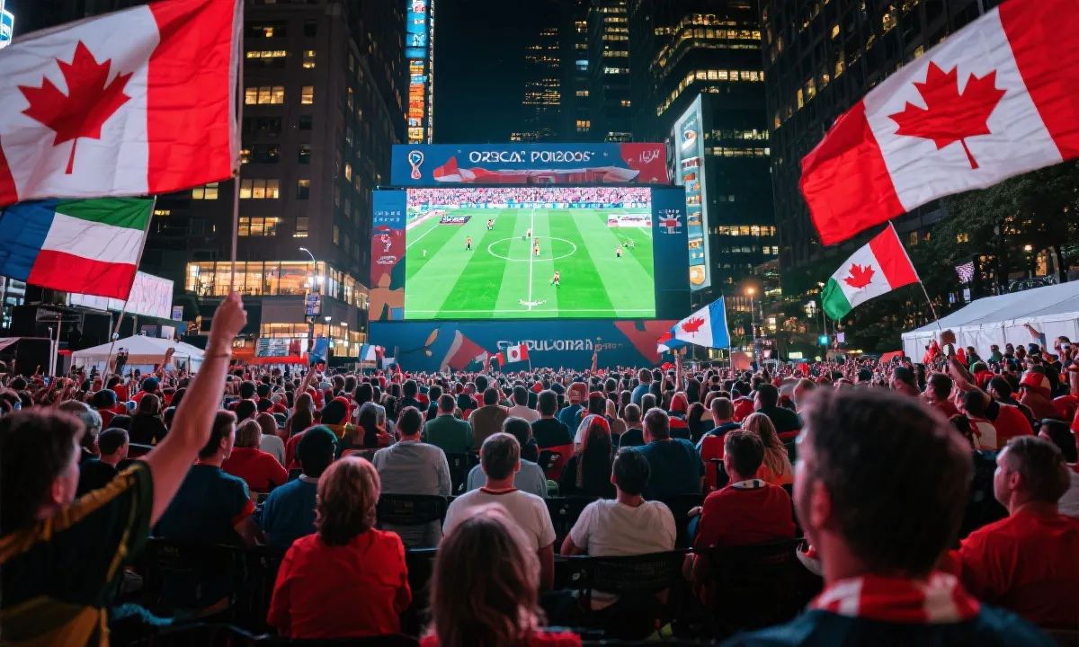 球迷在北美城市街头观看2026年世界杯公共大屏直播
